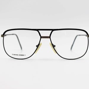 Vintage Eyewear frame Ferrari F 54 authentic and rare Aviator black metal eyeglasses wiht demo lenses Made in Italy New Old Stock