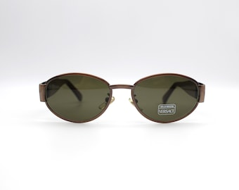 Vintage Sunglasses Gianni Versace MOD X11 COL 53M ovale Steampunk style Made in Italy New Old Stock