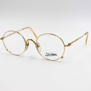 Vintage Eyewear frame Jean Paul Gaultier 55 1176 authentic and rare pantos round metal glasses wiht demo lenses Made in Japan New Old Stock