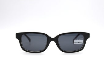 Vintage Emporio Armani Sunglasses: Black Rectangle Frame, Gray