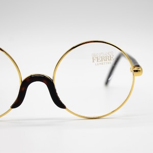 Vintage Eyewear  Gianfranco Ferrè GFF 2 round metal frame with original lenses Made in Italy New Old Stock