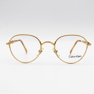Vintage Eyeglasses Calvin Klein CK 163 Pantos Round Metal Frame - Made in Italy NOS - Icluding original box
