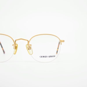 Vintage Eyewear Giorgio Armani 142 authentic and rare nnylor pantos round metal frame wiht demo lenses Made in Italy New Old Stock