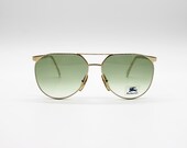 Vintage Sunglasses Burberry B44 01 Hand made steampunk Aviator, Made in Italy New Old Stock by Safilo