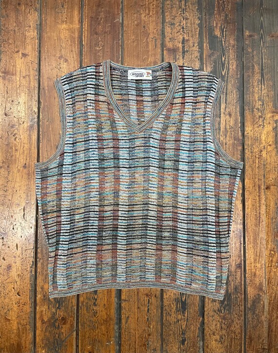 Gilet Missoni Sport Vintage Cotton Sweater, Made in Italy Knitted