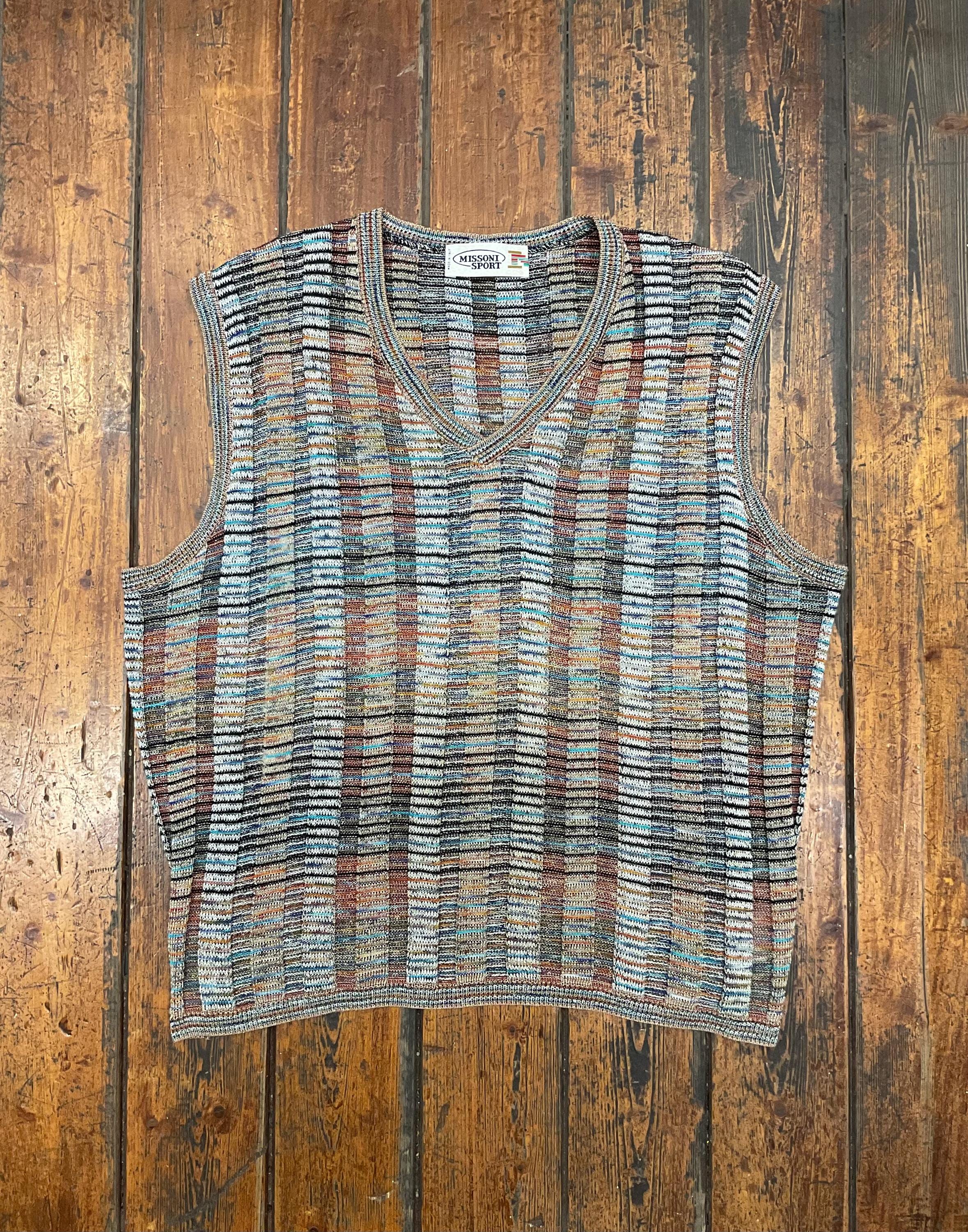 Gilet Missoni Sport Vintage Cotton Sweater, Made in Italy Knitted