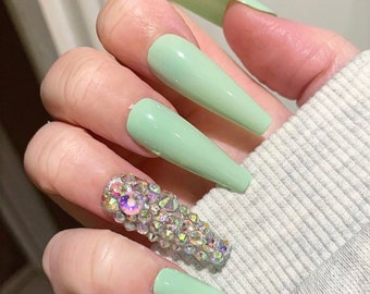 Mint Green Nails Etsy