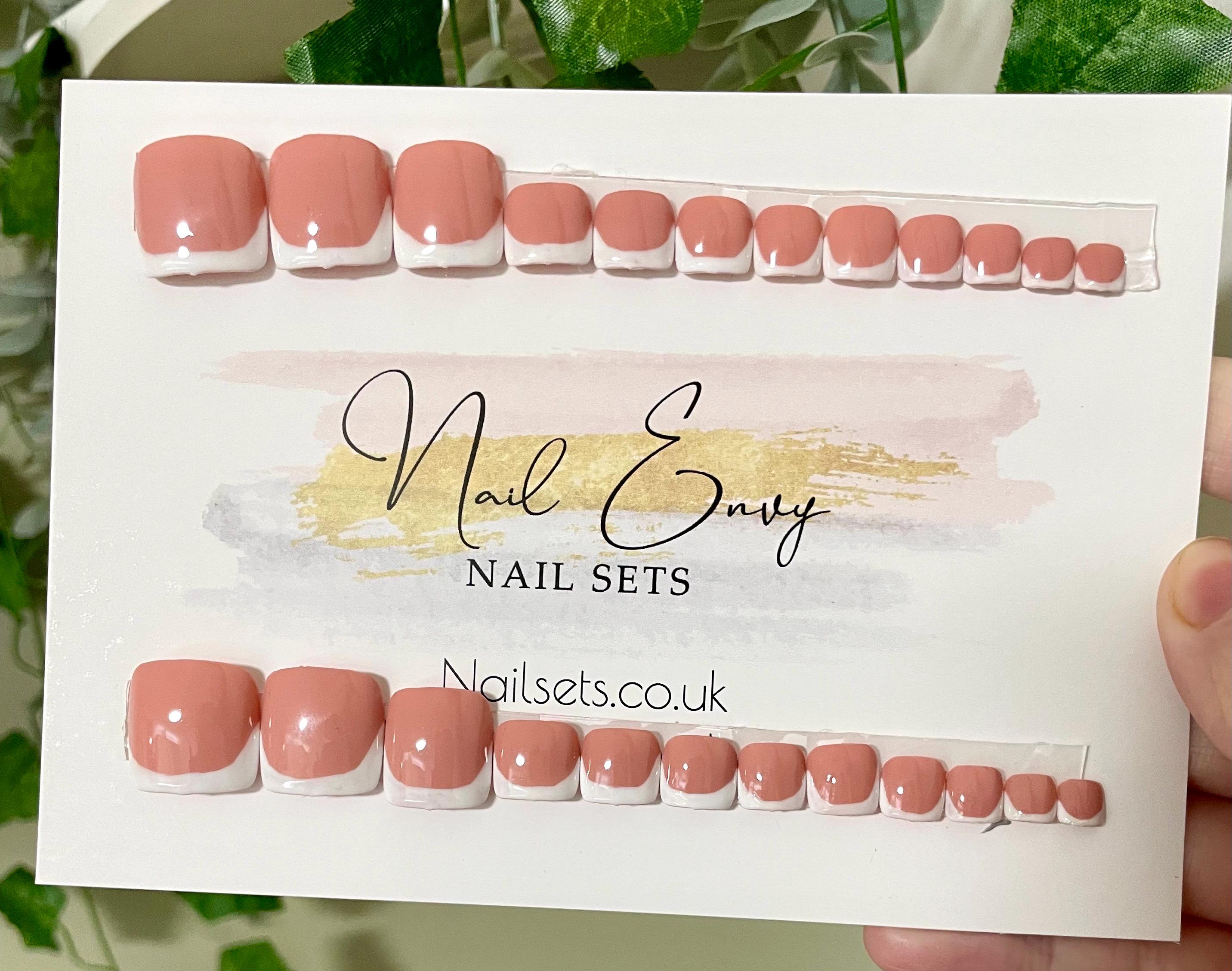 French Tip White False Press On Toe Nails