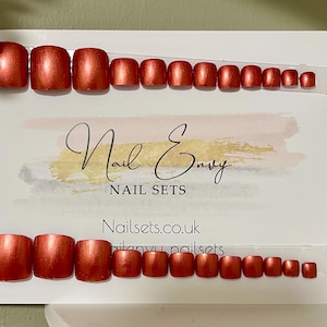 Copper Bronze False Press On Toe Nails