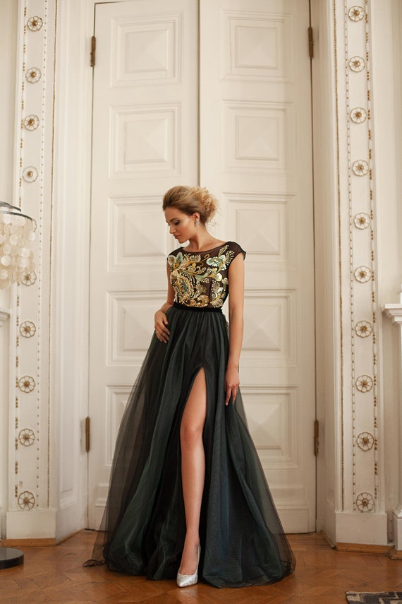 printed satin gown