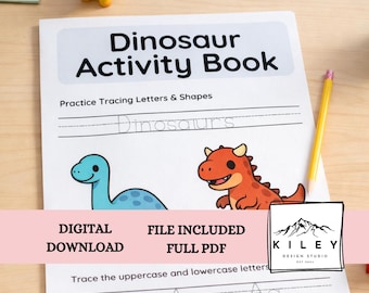 Dinosaur Activity Book for Kids – Tracing Letters & Numbers – Preschool Worksheets – Learning Workbook Printable - Digital Download