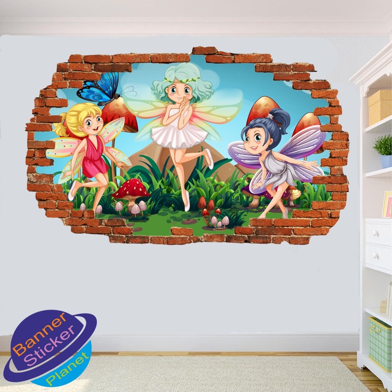 Little Cute Fairies Wall Stickers Mural Decal Poster 3d Effect Home Shop Office Nursery Decor XR4