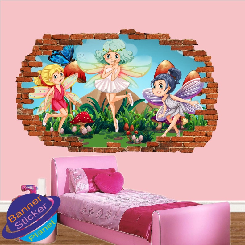Little Cute Fairies Wall Stickers Mural Decal Poster 3d Effect Home Shop Office Nursery Decor XR4