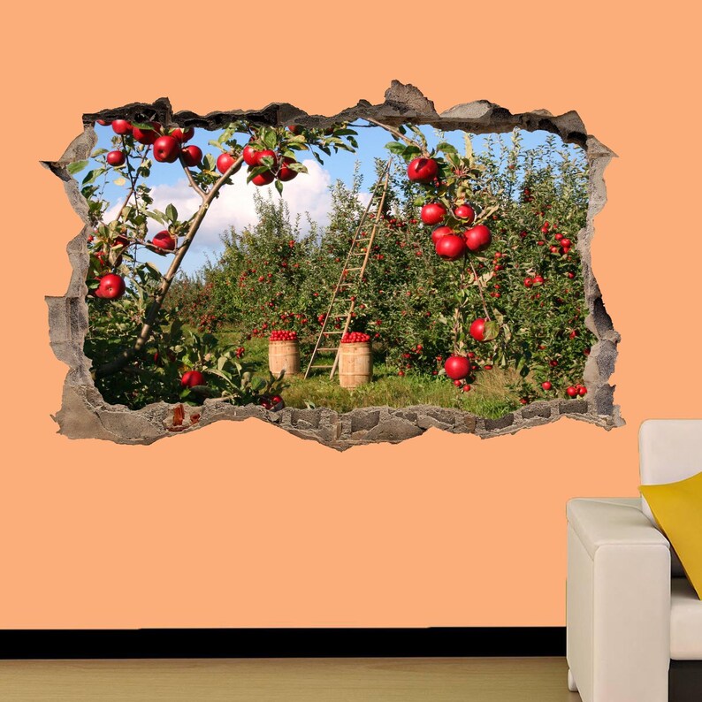 Country Life Fruit Farm Apple Garden Wall Stickers Mural Decal Poster 3d Effect Art Home Shop Office Nursery Decor VU0