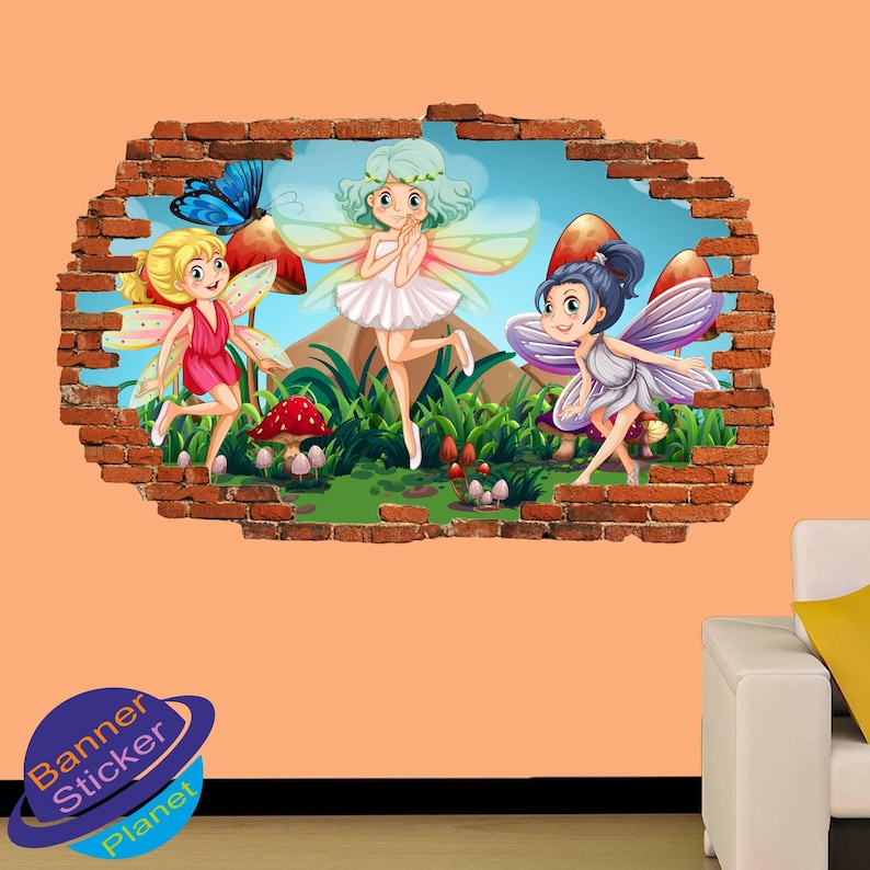 Little Cute Fairies Wall Stickers Mural Decal Poster 3d Effect Home Shop Office Nursery Decor XR4