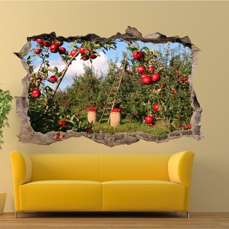 Country Life Fruit Farm Apple Garden Wall Stickers Mural Decal Poster 3d Effect Art Home Shop Office Nursery Decor VU0