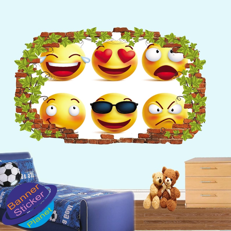 Emojis Ivy Effect Wall Stickers Mural Decal Poster 3d Effect Home Shop Office Nursery Decor XI5