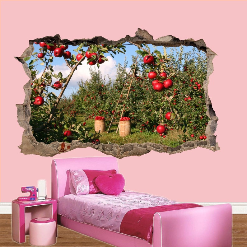 Country Life Fruit Farm Apple Garden Wall Stickers Mural Decal Poster 3d Effect Art Home Shop Office Nursery Decor VU0