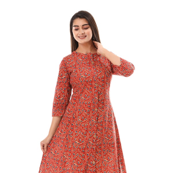 Traditional Kurti For Women Cotton Dress Handmade Printed Ethnic Kurta