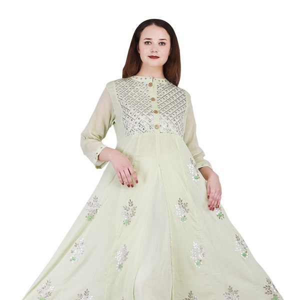 New Long Kurtis for Tunic Anarkali Tops Woman Dress White kurta For Partywear Wedding