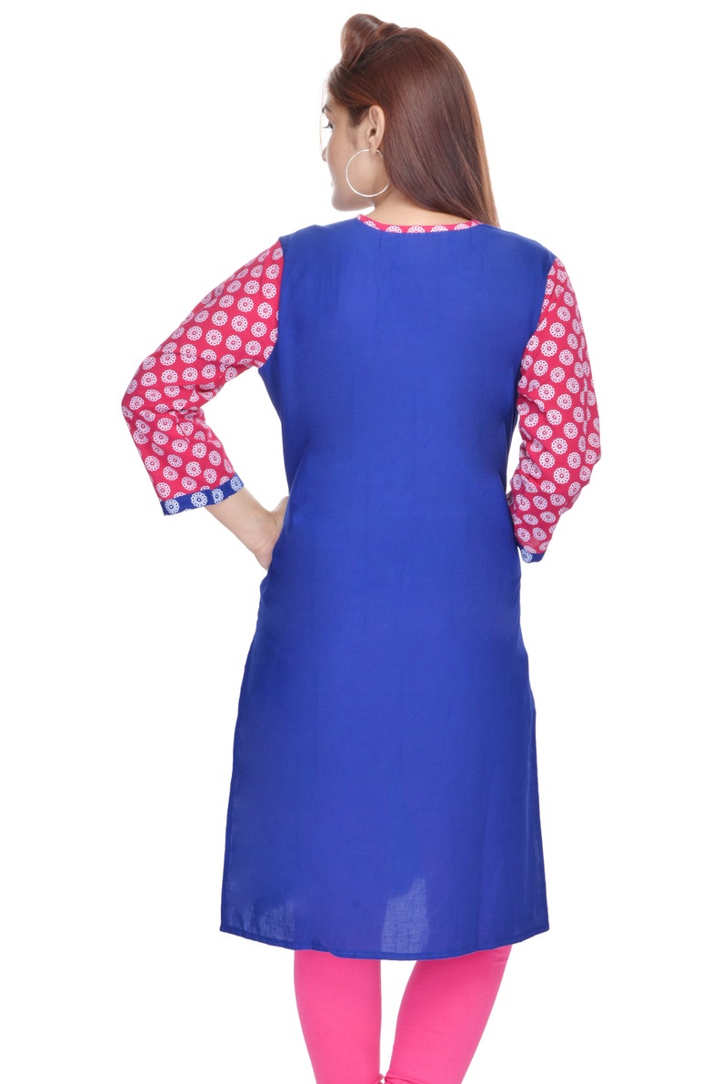 Indian Dress Designer Printed Cotton Ladies Kurti Kurta Tunics Tops Dress For Woman 2263