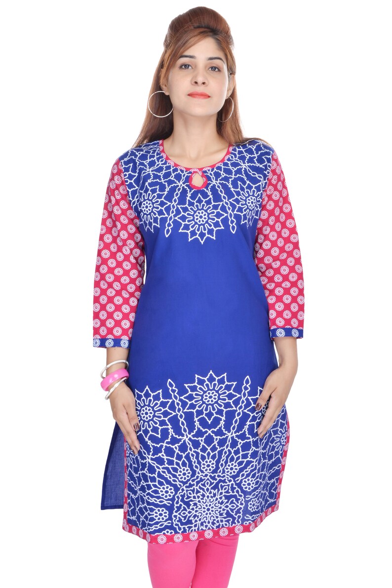 Indian Dress Designer Printed Cotton Ladies Kurti Kurta Tunics Tops Dress For Woman 2263