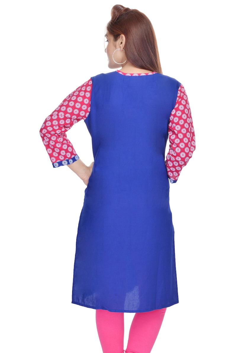 Indian Dress Designer Printed Cotton Ladies Kurti Kurta Tunics Tops Dress For Woman 2263