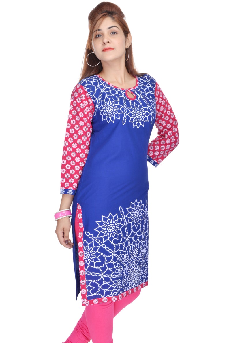 Indian Dress Designer Printed Cotton Ladies Kurti Kurta Tunics Tops Dress For Woman 2263