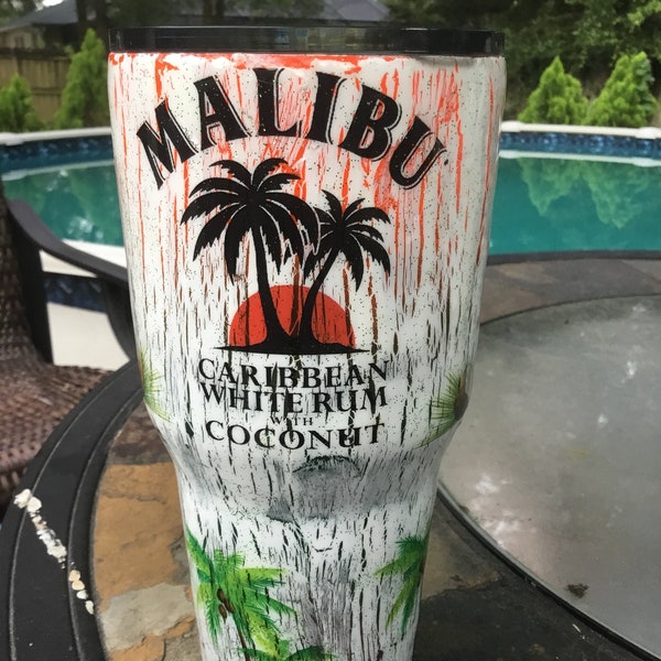 Malibu Rum Tumbler | Malibu Rum Crackled Paint Tumbler
