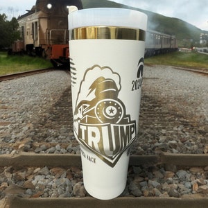 40oz Laser Engraved Trump Train Themed Tumbler