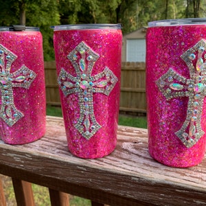 3D Crystal Cross Embellished tumblers