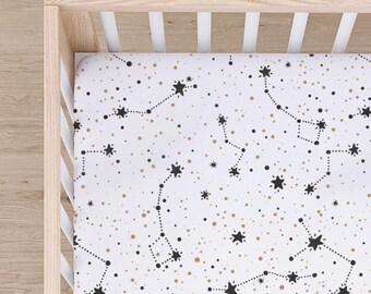 Constellation Crib Sheet: Black and White Star Baby Bedding