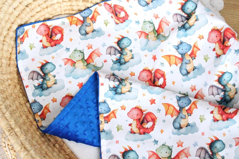 Magic Dragon Personalized Baby Blanket, Fantasy World Baby Shower Gift, Whimsical Nursery Bedding image 4