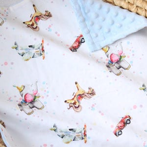 Circus Elephant Baby Blanket, Vintage Airplane Personalized Blanket, Retro Car Minky Lovey, Carousel Horse Crib Bedding, Circus Baby Shower