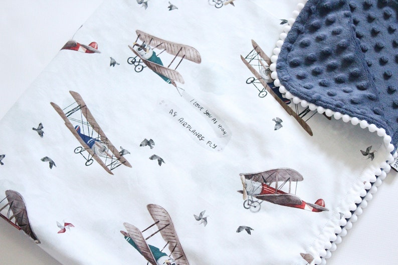 Vintage Airplane Baby Boy Blanket Airplane Personalized Etsy
