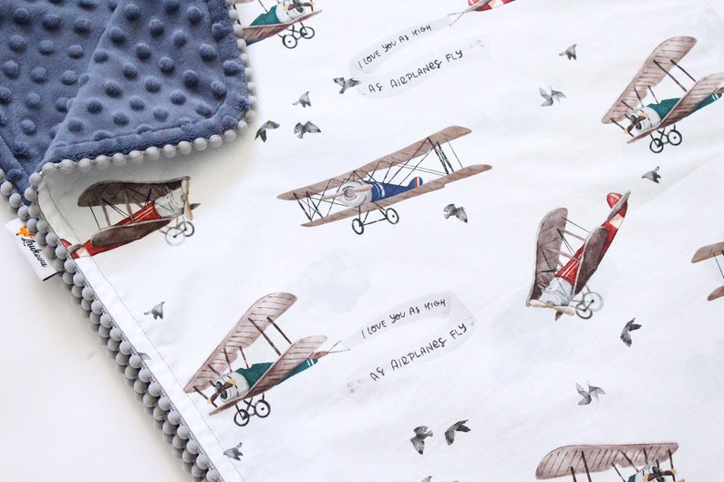 Vintage Airplane Baby Boy Blanket Airplane Personalized Etsy