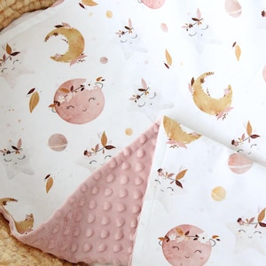 Boho Moon and Stars Baby Blanket, Personalized Blanket, Space Nursery Bedding, Moon Minky Lovey, Star Stroller Blanket, Space Baby Shower