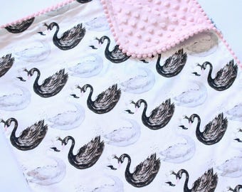 Personalized Swan Princess Baby Blanket: Black Swan Minky Lovey