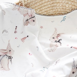 Bunny Baby Blanket, Rabbit Nursery Bedding, Personalized Blanket, Bunny Minky Lovey, Stroller Throw, Bunny Baby Shower, Custom New Baby Gift