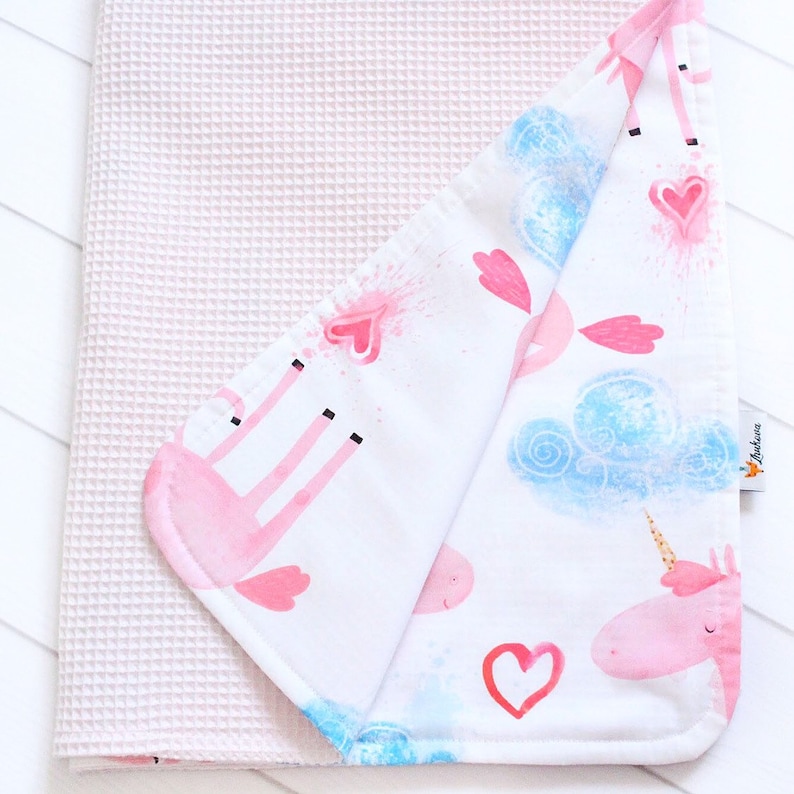 Unicorn Waffle Baby Girl Blanket Cotton Summer Blanket Unicorn Crib Bedding Cloud Stroller Blanket Pink Unicorns Receiving Blanket