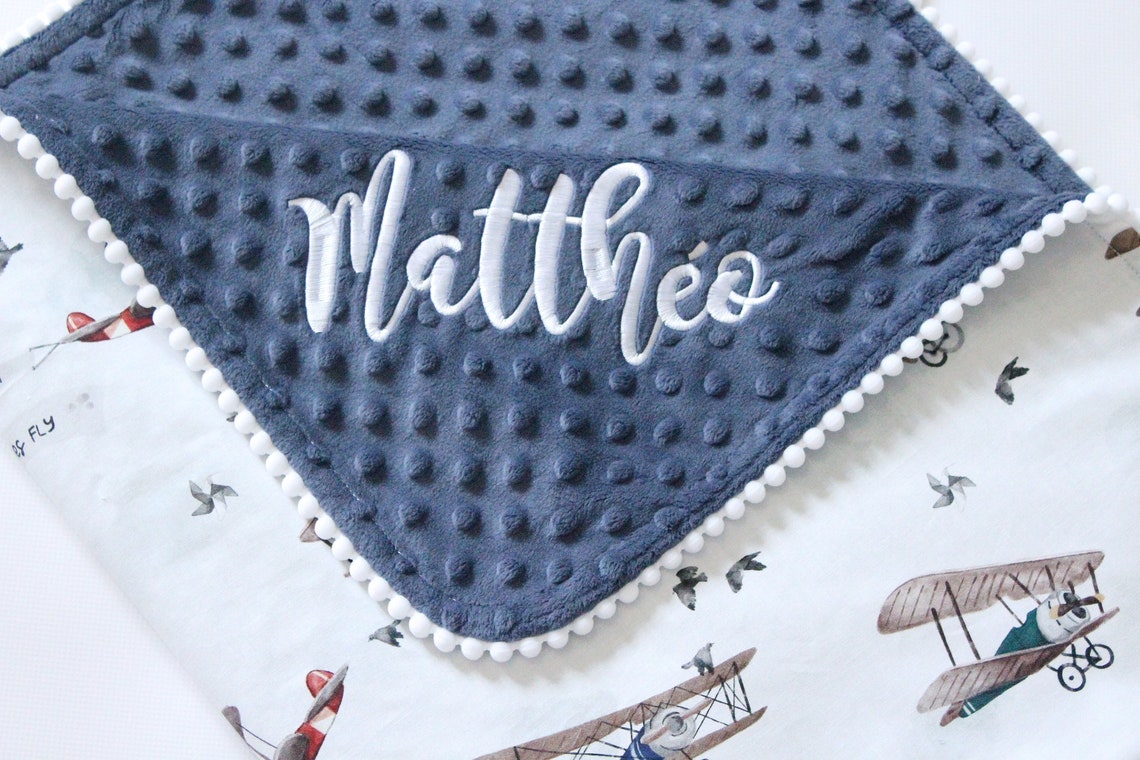 Vintage Airplane Baby Boy Blanket Airplane Personalized Etsy