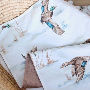 Mallard Duck Baby Blanket, Duck Lake Personalized Blanket, Wild Ducks Minky Lovey, Rustic Nursery Bedding, Duck Hunting Baby Shower Gift