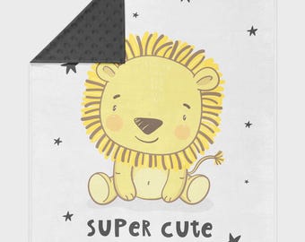 Personalized Lion Minky Baby Blanket: Safari New Baby Gift (30x40")