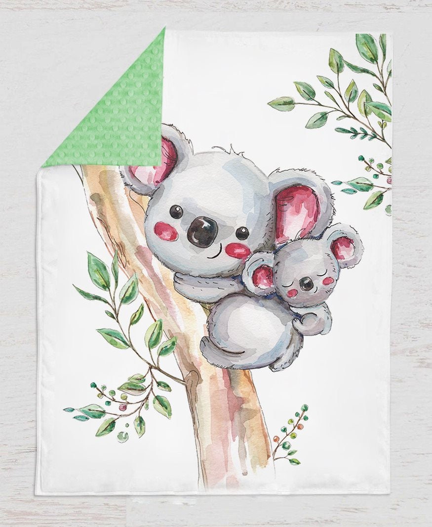 Koala Baby Blanket Tropical Personalized Blanket Koala Bear Etsy