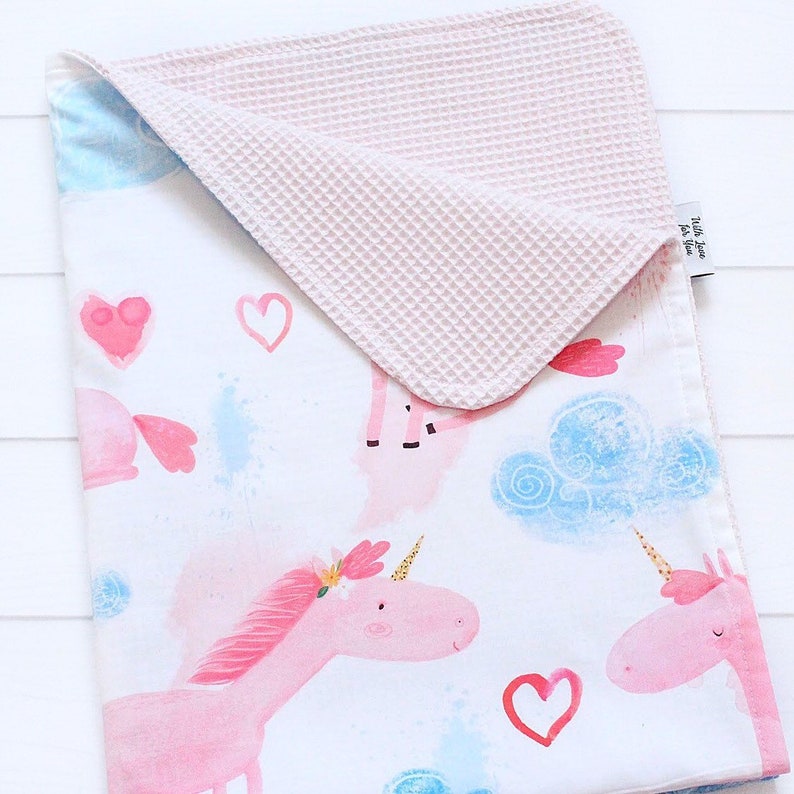 Unicorn Waffle Baby Girl Blanket Cotton Summer Blanket Unicorn Crib Bedding Cloud Stroller Blanket Pink Unicorns Receiving Blanket
