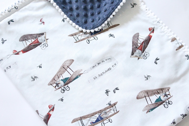 Vintage Airplane Baby Boy Blanket Airplane Personalized Etsy