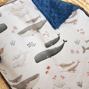 Personalized Ocean Animals Blanket, Whale Minky Lovey, Narwhal Bedding, Nautical Nursery, Dolphin Stroller Throw, Under the Sea Baby Shower
