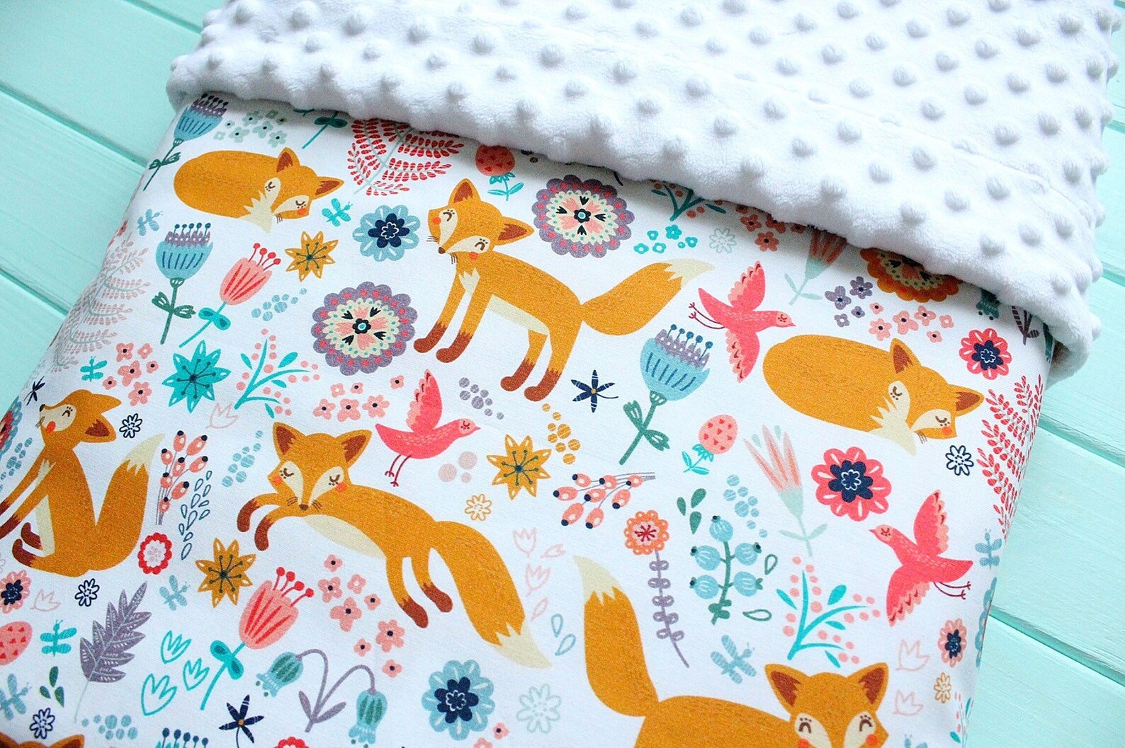 Fox Baby Blanket Little Foxes Blanket Personalized Blanket Etsy