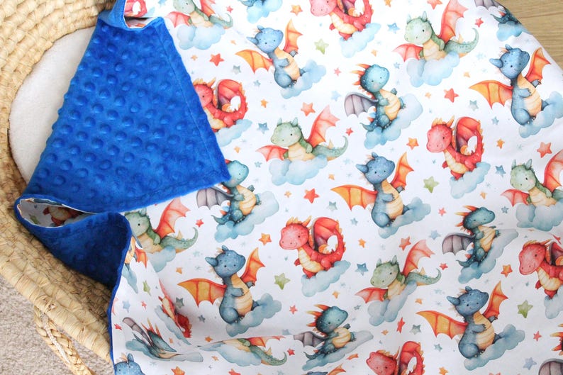 Magic Dragon Personalized Baby Blanket, Fantasy World Baby Shower Gift, Whimsical Nursery Bedding image 6