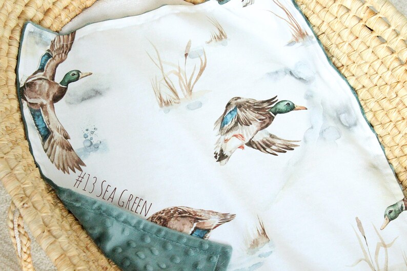 Custom Name Mallard Ducks Baby Blanket, Rustic Nursery Bedding, Duck ...